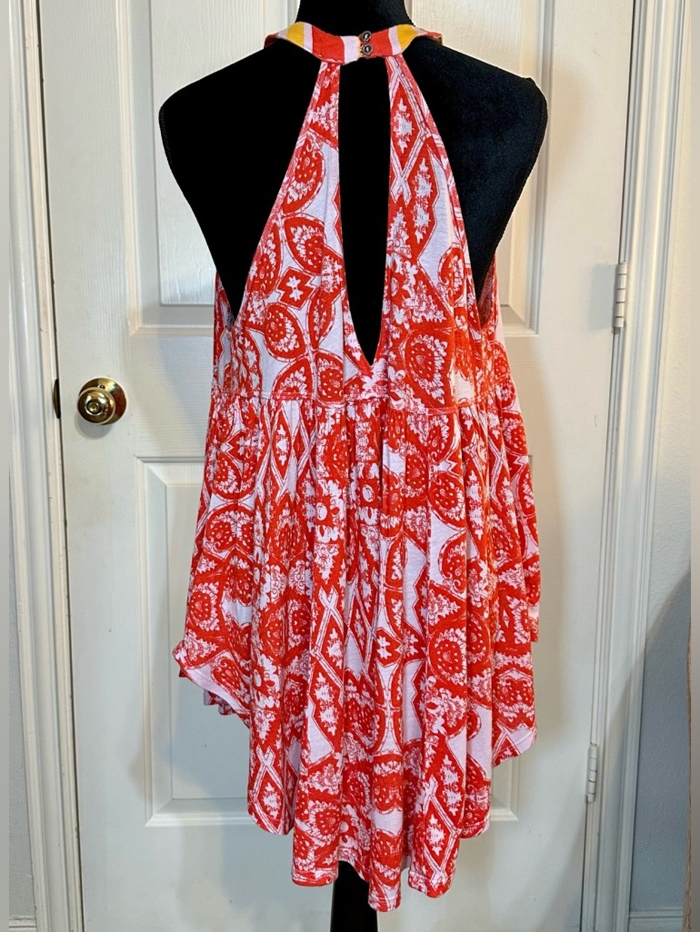 Free People Mimi Halter Tunic Top Small High Low Boho Beach Cover Up Oversized - Picture 4 of 16